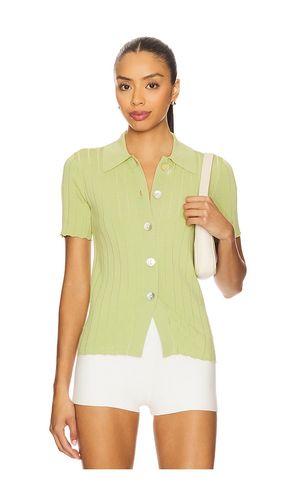 Dominique Ribbed Short Sleeve Cardigan in Green. - size L (also in M, S, XS) - PISTOLA - Modalova