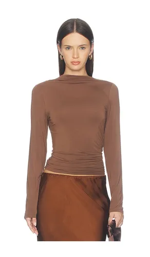 Nathalia Long Sleeve Draped Mock Neck Tee in . Size L. Also in M, S, XL, XS - PISTOLA - Modalova