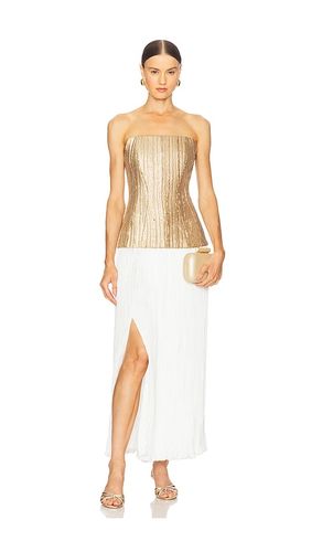Strapless Straight Neck Sequin Dress W/ Plisse Skirt in Metallic ,. - size 0 (also in 2, 4, 6) - Prabal Gurung - Modalova