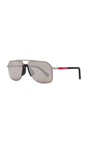 Rectangular sunglasses in color metallic silver size all - Prada - Modalova