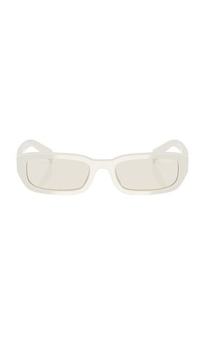 Narrow Rectangle Sunglasses in White - Prada - Modalova