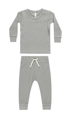 Kids Waffle Top And Pant Set in Blue. - size 18-24M (also in 2-3yr, 4-5yr) - QUINCY MAE - Modalova