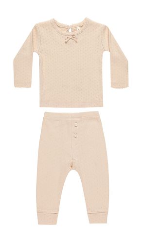 Kids Pointelle Long Sleeve Tee And Legging Set in Blush. - size 18-24M (also in 2-3yr, 4-5yr) - QUINCY MAE - Modalova