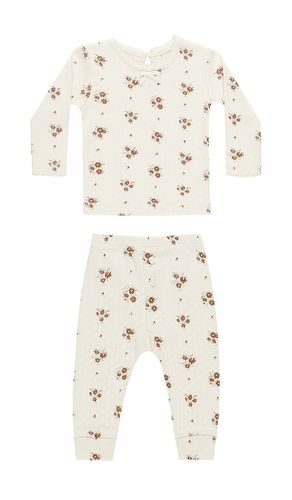 Kids Pointelle Long Sleeve Tee And Legging Set in Cream. - size 2-3yr (also in 4-5yr) - QUINCY MAE - Modalova