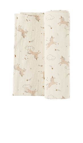 Kids Woven Baby Swaddle in Cream - QUINCY MAE - Modalova