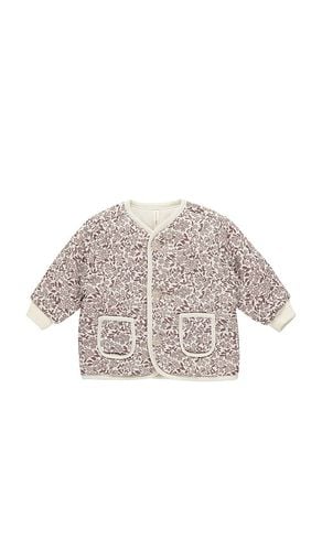 Kids Quilted V Neck Button Jacket in Mauve. - size 18-24M (also in 2-3yr, 4-5yr) - QUINCY MAE - Modalova