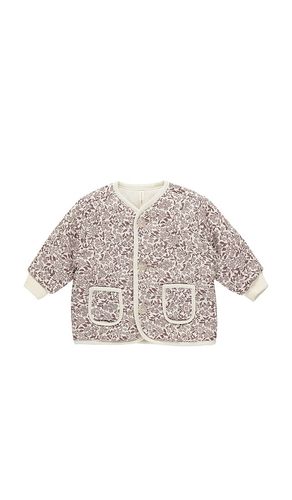 Kids Quilted V Neck Button Jacket in Mauve. - size 2-3yr (also in 4-5yr) - QUINCY MAE - Modalova