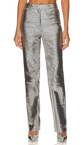 Striped Leather Pants in Metallic Silver. - size 32 (also in 34) - REMAIN - Modalova