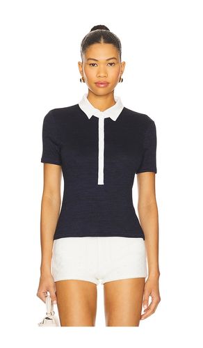Knit Button Short Sleeve Polo Top in Navy. - size L (also in S, XS, XXS) - Rag & Bone - Modalova