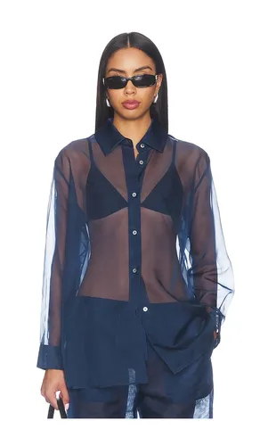 Organza Button Up Shirt in Navy. - size M (also in S) - RENGGLI - Modalova