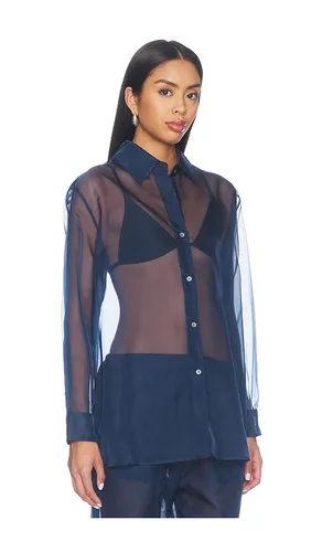 Organza Button Up Shirt in Navy. - size M (also in S) - RENGGLI - Modalova