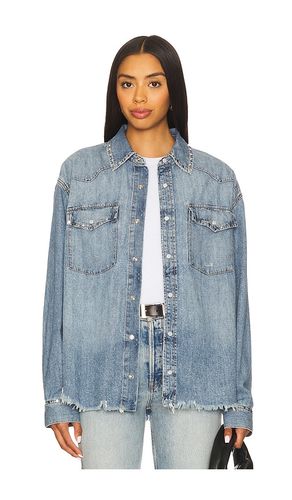 Distressed Western Shirt in Blue. - size L (also in M, S, XS) - RE/DONE - Modalova