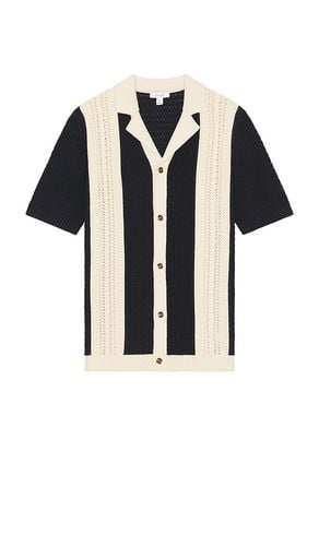 Nicoli Button Through Oversized Crochet Stripe Shirt in Blue. - size M (also in XS) - Reiss - Modalova