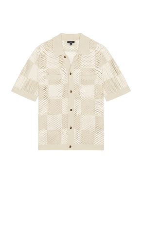 Alfred Open Knit Button Down Shirt in Cream. - size L (also in M, S) - Reiss - Modalova