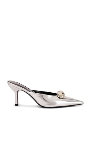 Francesca Leather Kitten Mule in Metallic Silver. - size 35 (also in 36, 36.5, 37, 37.5, 38, 39) - retrofete - Modalova