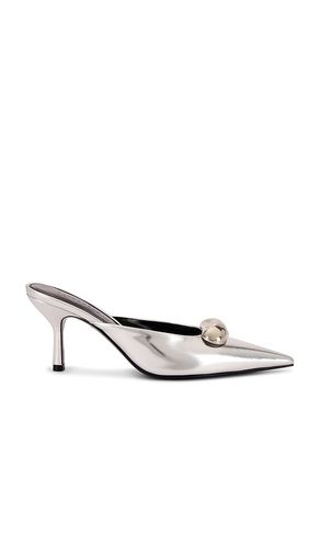 Francesca Leather Kitten Mule in Metallic Silver. - size 36.5 (also in 38) - retrofete - Modalova