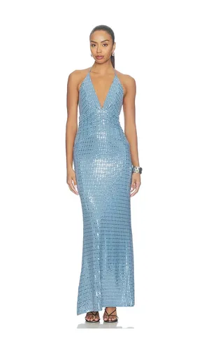 Nara Deep V-neck Maxi Dress in Blue. - size L (also in M, S, XL, XS) - Runaway The Label - Modalova