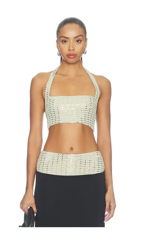 Ziva Sequin Halter Crop Top in Neutral. - size L (also in M, S, XL, XS) - Runaway The Label - Modalova