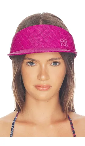 Monogram-embellished Straw Visor Hat in - Ruslan Baginskiy - Modalova