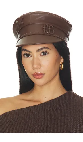 Monogram Embellished Leather Baker Boy Cap in . Size L. Also in M, S, XS - Ruslan Baginskiy - Modalova