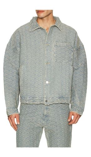 Seigaiha Jacquard Denim Work Jacket in . Size L. Also in M, S, XL/1X - Ryoko Rain - Modalova