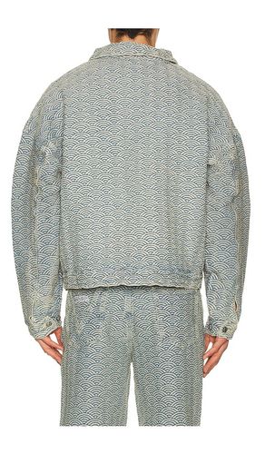 Seigaiha Jacquard Denim Work Jacket in . Size S. Also in M, L, XL/1X - Ryoko Rain - Modalova