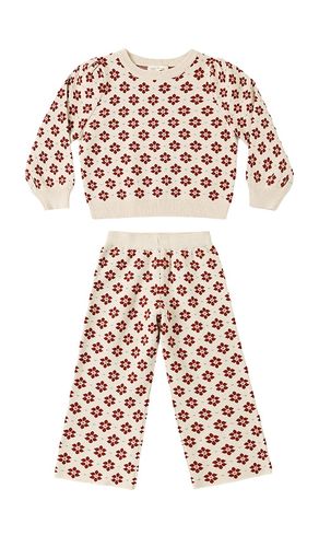 Kids Jacquard Knit Set in Cream. - size 2-3yr (also in 4-5yr) - Rylee + Cru - Modalova