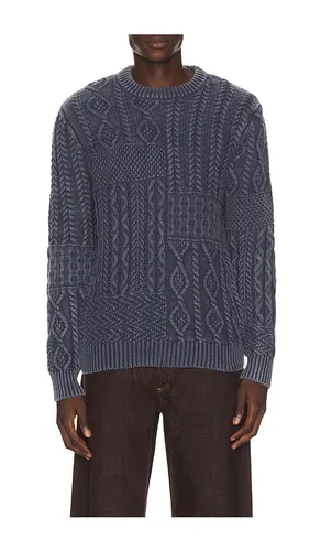 Stonewashed Patchwork Cotton Sweater in Blue. - size S (also in M, L, XL/1X, XXL/2X) - Schott - Modalova