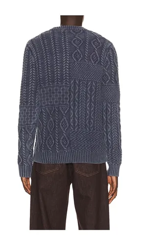 Stonewashed Patchwork Cotton Sweater in Blue. - size S (also in M, L, XL/1X, XXL/2X) - Schott - Modalova