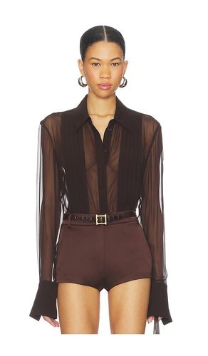 X REVOLVE X Revolve Meghan Panelled Silk Blouse in Chocolate. - size L (also in M, S) - SANS FAFF - Modalova