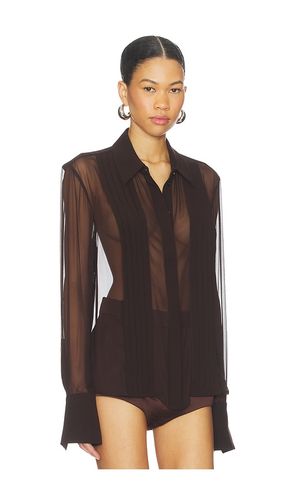 X REVOLVE X Revolve Meghan Panelled Silk Blouse in Chocolate. - size L (also in M, S) - SANS FAFF - Modalova