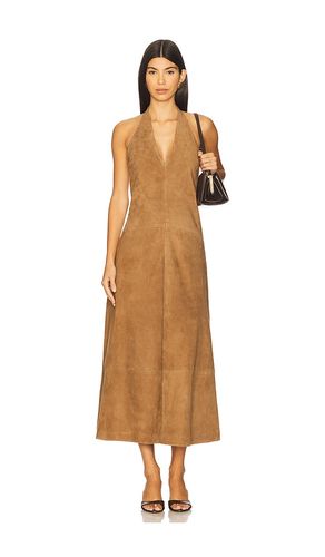 Suede Halter Plunge Dress in Tan. - size L (also in XL) - St. Agni - Modalova