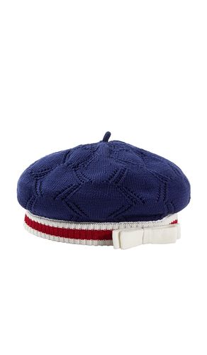 Kids Textured Knit Beret in Navy - self-portrait - Modalova