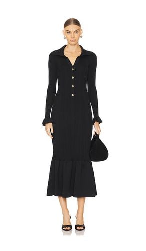 Ribbed Knit Fluted Midi Dress in . Taglia S - self-portrait - Modalova