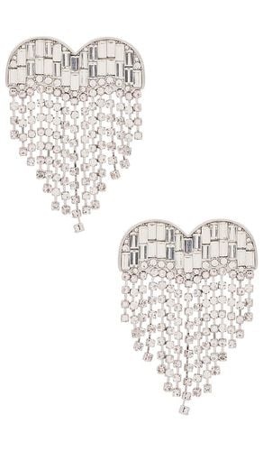 Crystal Heart Earrings in Metallic - self-portrait - Modalova