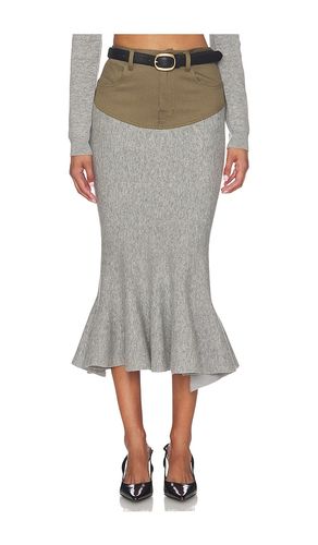 Knit Khaki Denim Insert Midi Skirt in . - size S (also in XS) - self-portrait - Modalova