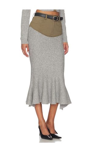 Knit Khaki Denim Insert Midi Skirt in . Size M. Also in XS - self-portrait - Modalova