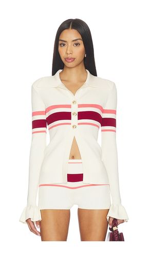 Stripe Viscose Knit Button Top in . Size S. Also in M, L - self-portrait - Modalova