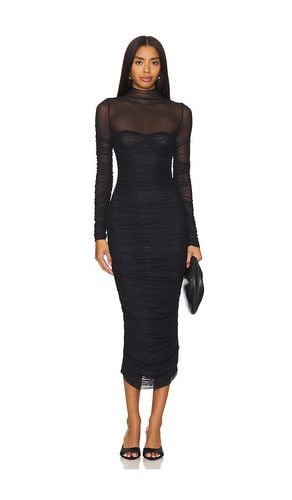 Vestido midi trina mesh ruched en color talla S en - Black. Talla S (también en XL, XS) - SER.O.YA - Modalova