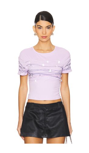 Beaded Short Sleeve Top in Lavender. - size L (also in M, S, XS) - Susan Fang - Modalova