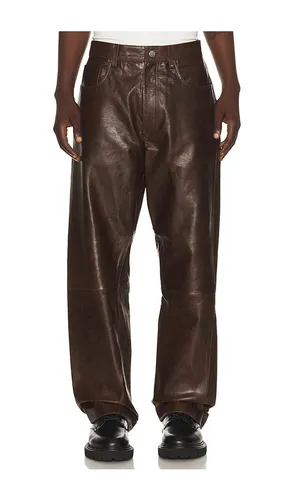 Wide Twist Leather Pant in Chocolate. - size 32 (also in 34) - Sunflower - Modalova