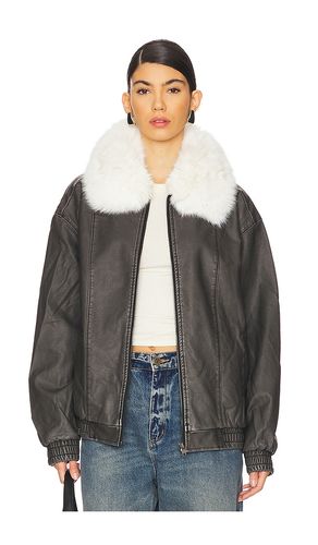 Motor City Faux Fur Jacket in Charcoal. - size L (also in M, S, XL) - Show Me Your Mumu - Modalova