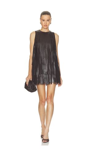 Sina Faux Leather Fringe Dress in Chocolate. - size L (also in S) - SIMONMILLER - Modalova