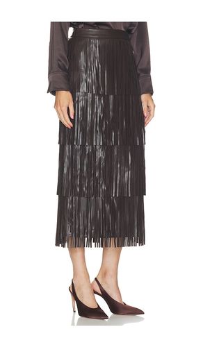 Za Za Faux Leather Fringe Skirt in Chocolate. - size S (also in XS, L) - SIMONMILLER - Modalova