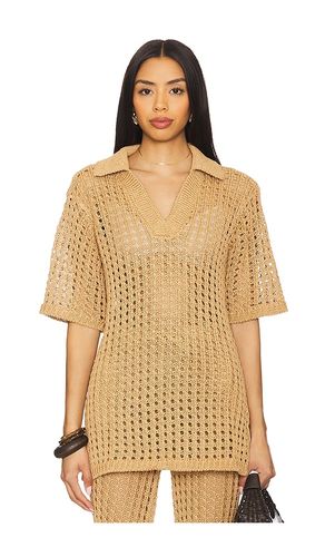 Brisas Crochet Polo Top in Tan. - size L (also in S, XL) - SIMONMILLER - Modalova