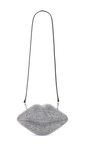 Crystal Lip Clutch in Metallic Silver - SIMONMILLER - Modalova