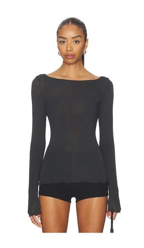 Sheer Modal Long Sleeve Boat Neck T-shirt in Black. - size S (also in M, L, XL, 2X) - SKIMS - Modalova