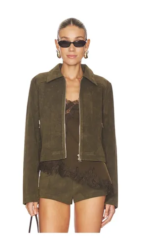Frannie Faux Suede Jacket in Olive. - size L (also in M, XL, XS, XXS) - superdown - Modalova