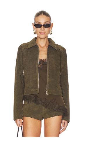 Frannie Faux Suede Jacket in Olive. - size L (also in XL, XS) - superdown - Modalova