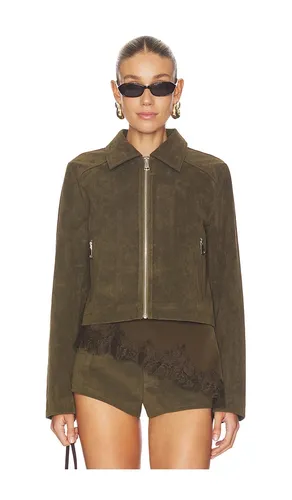 Frannie Faux Suede Jacket in Olive. - size L (also in M, XL, XS, XXS) - superdown - Modalova